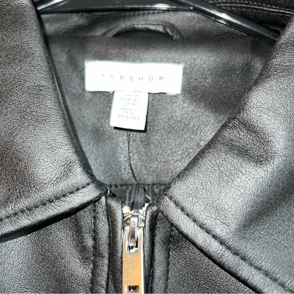 NWT TOPSHOP faux leather black fringe jacket size 8 (medium) - Picture 3 of 6